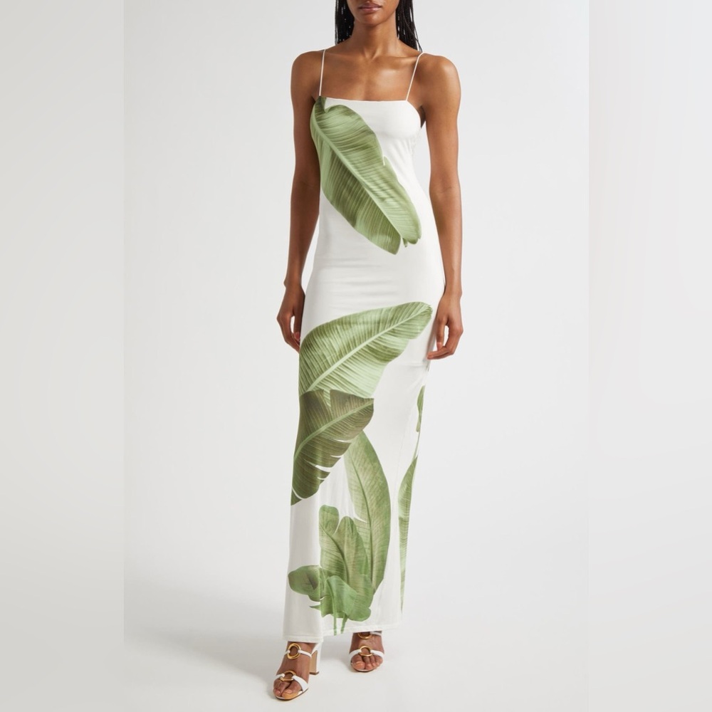 Alice + Olivia Fifi Palm Column Maxi Dress Size 2